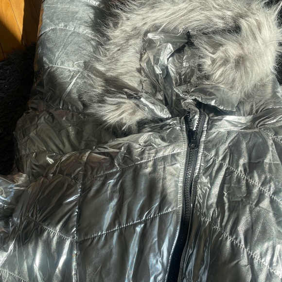 - -❄️ Women  SILVER Winter Onesies Ski Suit Fur Collar Ski Jumpsuit Snowsuit NEW - Picture 6 of 17